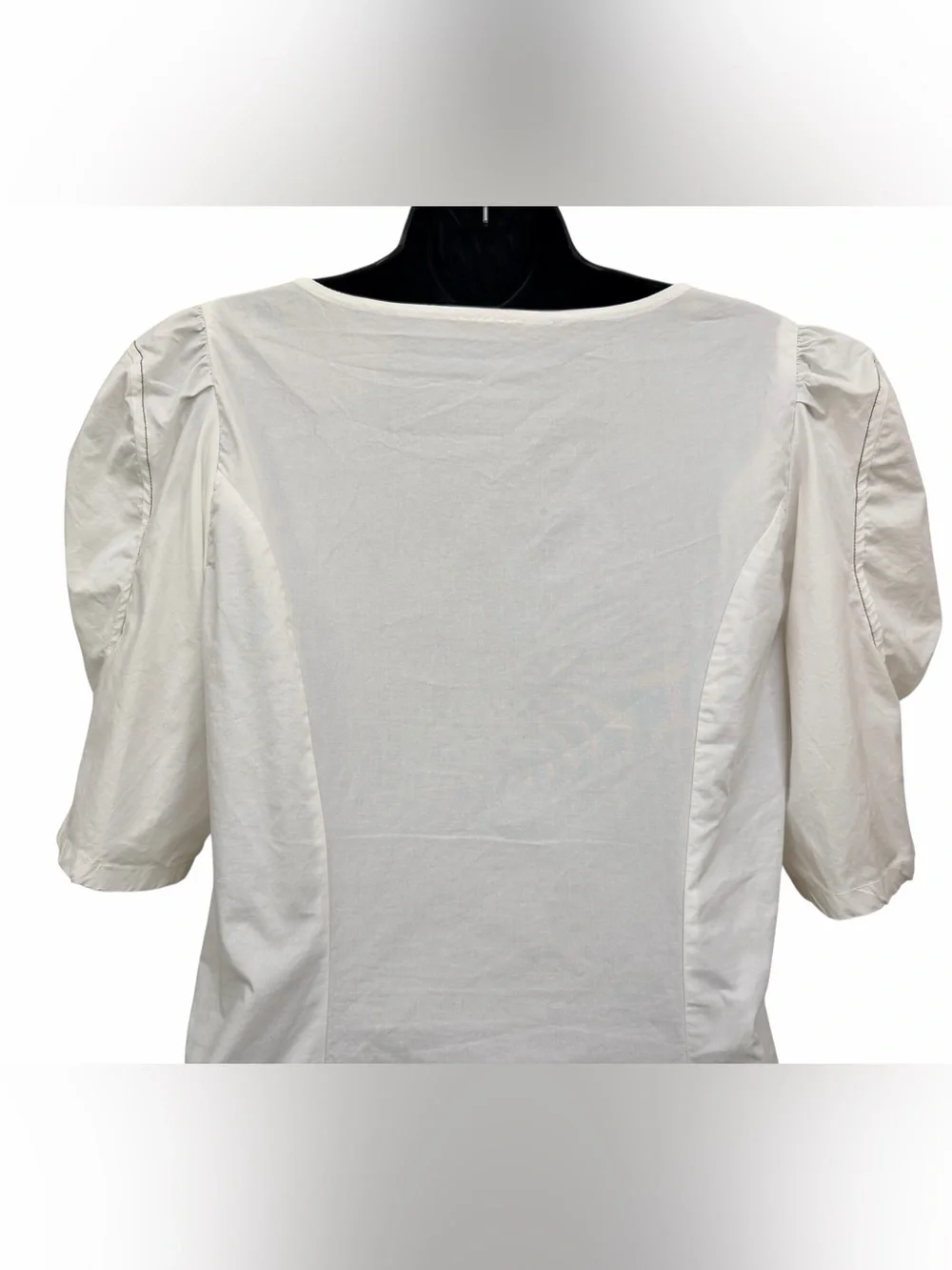 Anthropologie White Corset Hook & Eye Puff Sleeve Tunic Top Medium